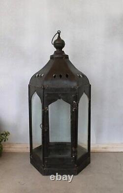 Handmade Metal Lantern for Home, Antique Big Candle Lantern Indoor Lighting