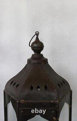 Handmade Metal Lantern for Home, Antique Big Candle Lantern Indoor Lighting