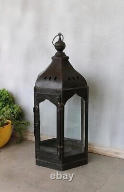 Handmade Metal Lantern for Home, Antique Big Candle Lantern Indoor Lighting