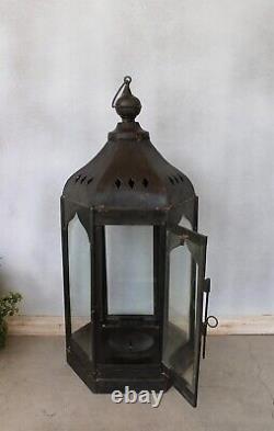 Handmade Metal Lantern for Home, Antique Big Candle Lantern Indoor Lighting