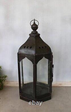 Handmade Metal Lantern for Home, Antique Big Candle Lantern Indoor Lighting