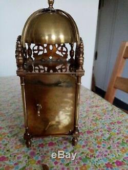 Handsome Vintage 8 Day English Brass Lantern Mantle Clock Gwo
