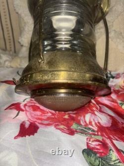 Hanging Antique Maritime ANCHOR BRASS Glass SHIP LANTERN Nautical Large WIRED