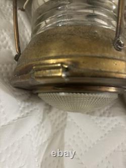 Hanging Antique Maritime ANCHOR BRASS Glass SHIP LANTERN Nautical Large WIRED
