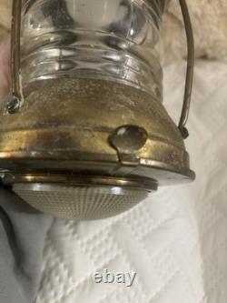 Hanging Antique Maritime ANCHOR BRASS Glass SHIP LANTERN Nautical Large WIRED