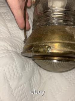 Hanging Antique Maritime ANCHOR BRASS Glass SHIP LANTERN Nautical Large WIRED