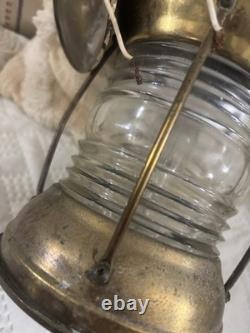 Hanging Antique Maritime ANCHOR BRASS Glass SHIP LANTERN Nautical Large WIRED