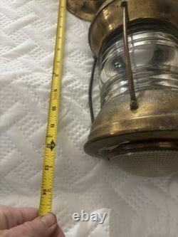 Hanging Antique Maritime ANCHOR BRASS Glass SHIP LANTERN Nautical Large WIRED