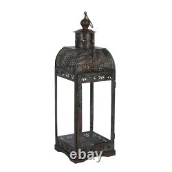 Heavyweight Iron & Glass Vintage Candle Lantern Artisan Made