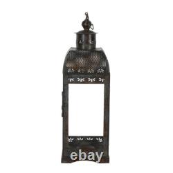 Heavyweight Iron & Glass Vintage Candle Lantern Artisan Made