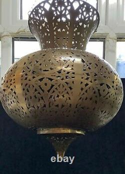 Huge Vintage Moroccan/persian Filigree/pierced Brass Teardrop Chandelier