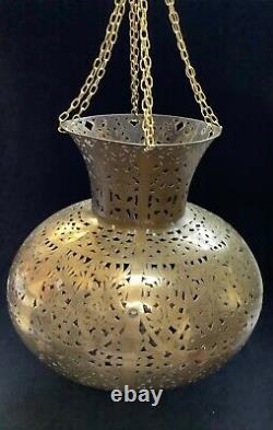 Huge Vintage Moroccan/persian Filigree/pierced Brass Teardrop Chandelier