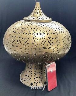 Huge Vintage Moroccan/persian Filigree/pierced Brass Teardrop Chandelier