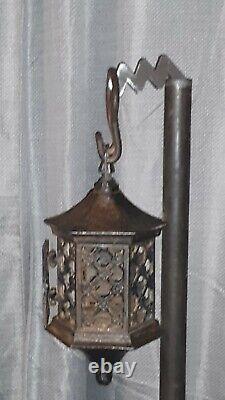 Iron Hanging Lantern lamp Interior Japanese antique Vintage Japan with Stand