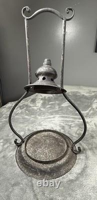 Iron Wall Antique Rustic Hanging Candle Lantern Farmhouse Cabin No Glass Globe