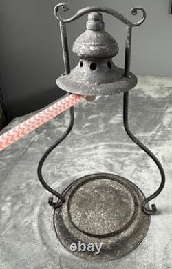 Iron Wall Antique Rustic Hanging Candle Lantern Farmhouse Cabin No Glass Globe