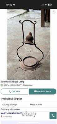 Iron Wall Antique Rustic Hanging Candle Lantern Farmhouse Cabin No Glass Globe