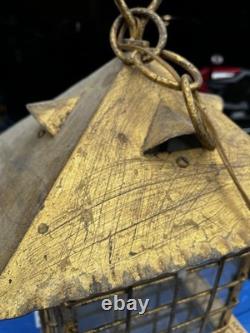 Italian Lantern Chandelier Gold Gilded For Restoration