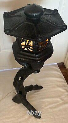 JAPANESE ANTIQUE CAST TREE FORM PAGODA LANTERN ELECTRIFIED Rare