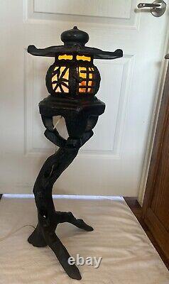 JAPANESE ANTIQUE CAST TREE FORM PAGODA LANTERN ELECTRIFIED Rare