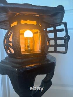 JAPANESE ANTIQUE CAST TREE FORM PAGODA LANTERN ELECTRIFIED Rare