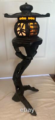 JAPANESE ANTIQUE CAST TREE FORM PAGODA LANTERN ELECTRIFIED Rare