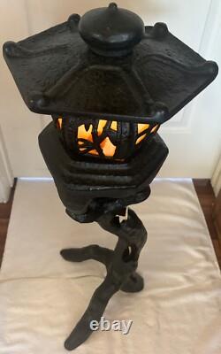 JAPANESE ANTIQUE CAST TREE FORM PAGODA LANTERN ELECTRIFIED Rare