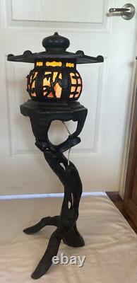 JAPANESE ANTIQUE CAST TREE FORM PAGODA LANTERN ELECTRIFIED Rare