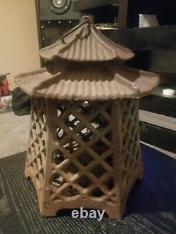 Japanese Antique Hand Cast Lantern Double Pagoda Motif