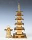 Japanese Vintage Brass Figure Five Storied Buddhism Pagoda Small Lantern Set