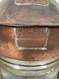 LARGE Antique/Vtg Meteorite Copper Port Side Ship's Oil Lantern withFresnel Lens