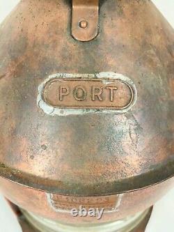 LARGE Antique/Vtg Meteorite Copper Port Side Ship's Oil Lantern withFresnel Lens