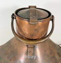 LARGE Antique/Vtg Meteorite Copper Port Side Ship's Oil Lantern withFresnel Lens