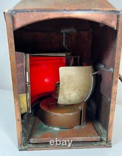 LARGE Antique/Vtg Meteorite Copper Port Side Ship's Oil Lantern withFresnel Lens