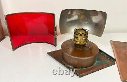 LARGE Antique/Vtg Meteorite Copper Port Side Ship's Oil Lantern withFresnel Lens