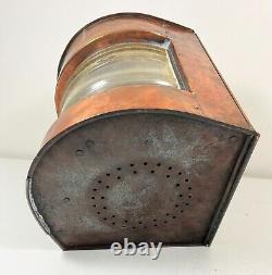 LARGE Antique/Vtg Meteorite Copper Port Side Ship's Oil Lantern withFresnel Lens