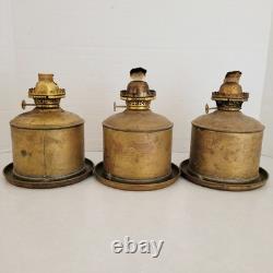 LOT of 3 Vintage Perko Brass Marine Lantern Fuel Tank Oil Lamp Wick Ship