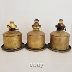 LOT of 3 Vintage Perko Brass Marine Lantern Fuel Tank Oil Lamp Wick Ship