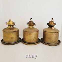 LOT of 3 Vintage Perko Brass Marine Lantern Fuel Tank Oil Lamp Wick Ship