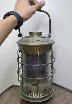 Lamp Brass Oil Lantern Ship Maritime Antique Nautical Brass Vintage Nasthead Vtg