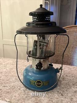 Lantern SEARS BIG HAT BLUE 476.74070 PYREX GLOBE 1967 vtg antique