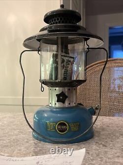 Lantern SEARS BIG HAT BLUE 476.74070 PYREX GLOBE 1967 vtg antique