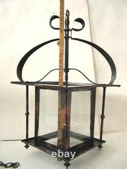 Large 23 1/2 + English Art Nouveau'glasgow Style' Coppered Brass Hall Lantern