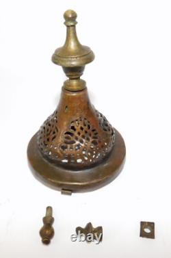 Large Antique Moroccan Hanging Candle Lantern Late 1800's, 12 Wide x 30 Tall