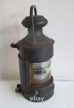 Large Antique Ship's Pressed Steel Marine Lantern