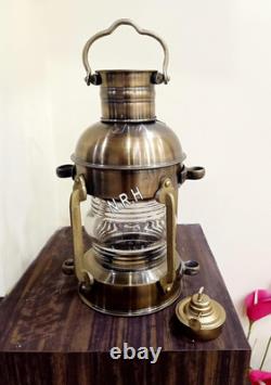 Large Maritime Antique Boat Lantern Vintage White Glass Oil Lamp Maritime Ship L