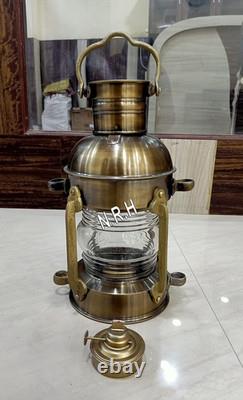 Large Maritime Antique Boat Lantern Vintage White Glass Oil Lamp Maritime Ship L