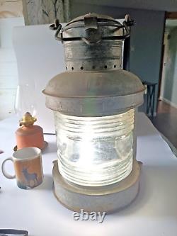 Large Perko Perkins Maritime Ship Marine Lamp MastHead Chimney + Fresnel
