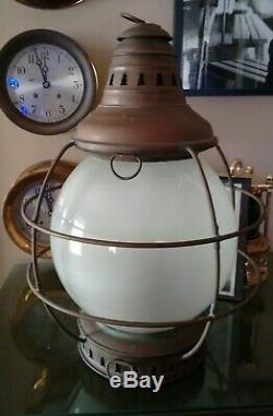 Large Rare Antique Vintage PERKO PERKINS 10 Signal Lantern Globe Light Brass