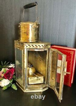 Large Solid Brass Lantern Oil Lamp Handled Heavy Vintage Nautical Wall hanging